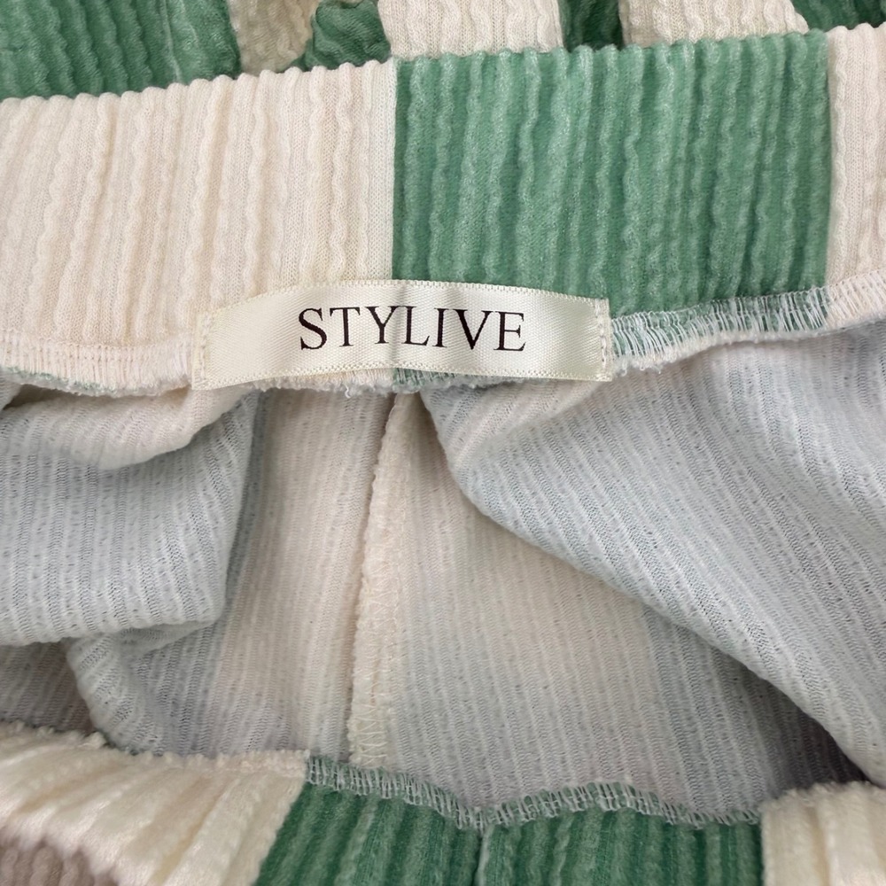 Women's Small Sage Green Checkerboard Waffle Knit 2 Piece Lounge Set NEW - Picture 7 of 9